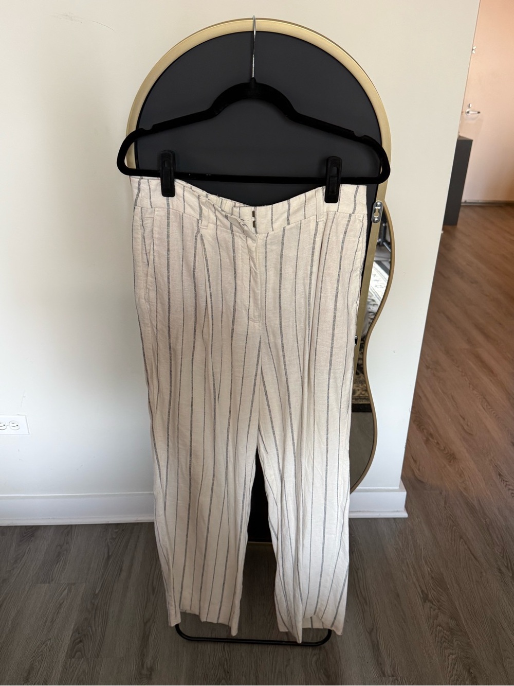 Cream Striped Lightweight Trousers